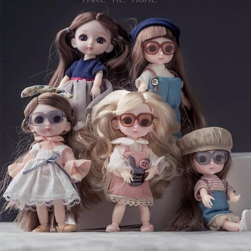 New 13 Movable Joints 16 Cm Bjd Doll Cute High-quality Clothes and Shoes Dress Up Ornaments To Send Glasses Girl Gifts Toys