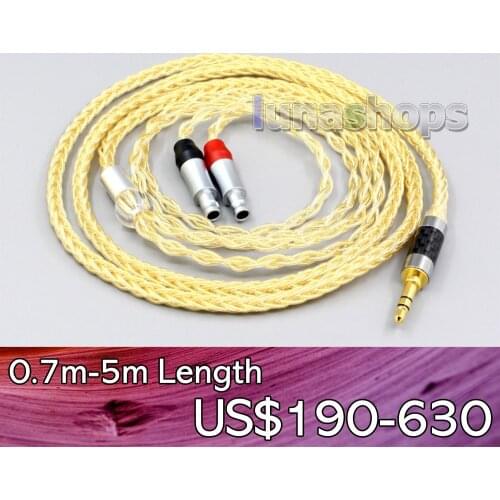 LN006495 8 Cores 99.99% Pure Silver + Gold Plated Earphone Cable For Sennheiser HD800 HD800s HD820s HD820 Dharma D1000