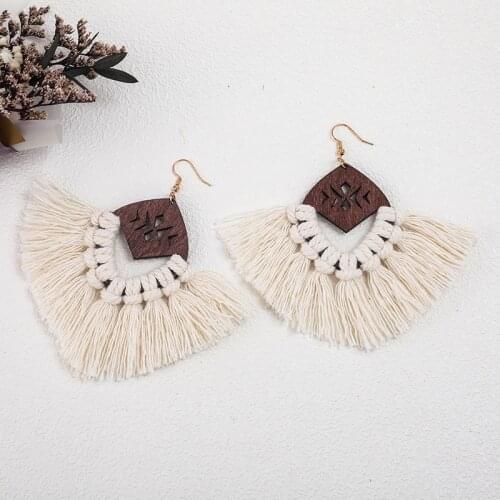 Macrame Tassels Christmas Earring Bohemian Casual Ethnic Handmade Hot Sale Simple Trendy Statement Wedding Earrings for Women