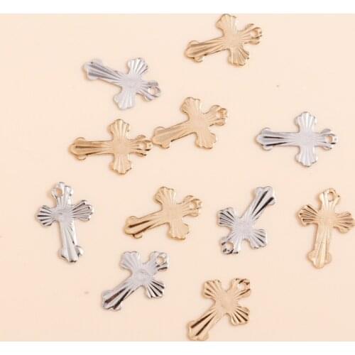 100pcs 13*9mm Metal Iron Sheet Cross Pendant Charms DIY Handmade Accessories For Women Jewelry Making Earrings Necklaces