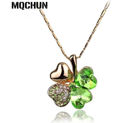 MQCHUN Crystal From Necklace High Quality Four Leaf Clover Rhinestone Statement Necklaces Wedding Jewelry -30