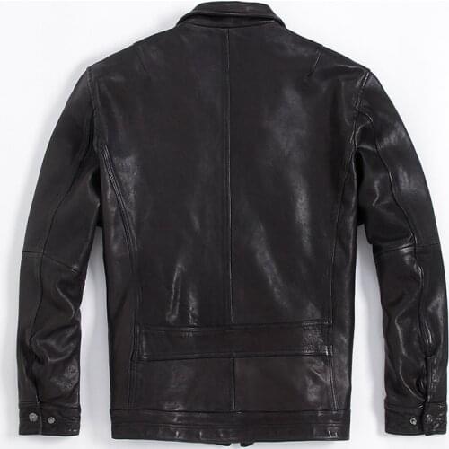 Fashion Plus Size 7XL Genuine Leather Jacket Men Winter Real Sheepskin Coat Streetwear Moto Biker Leather Jackets 7M-37