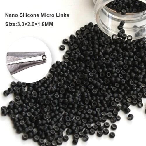 Neitsi Silicone Nano Ring Beads For Micro Loop Links Fusion Keratin Human Hair Extensions Black 500 Beads
