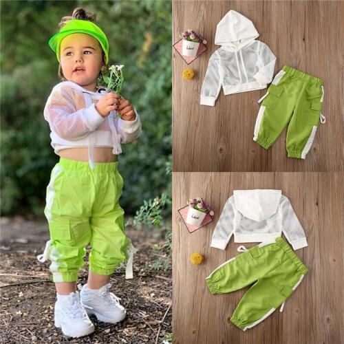 New Fashion Baby Summer Clothes Girls Mesh T-shirt+Sport Pants Girl Outfits Kids Tracksuit Kid Clothing Toddler Sets