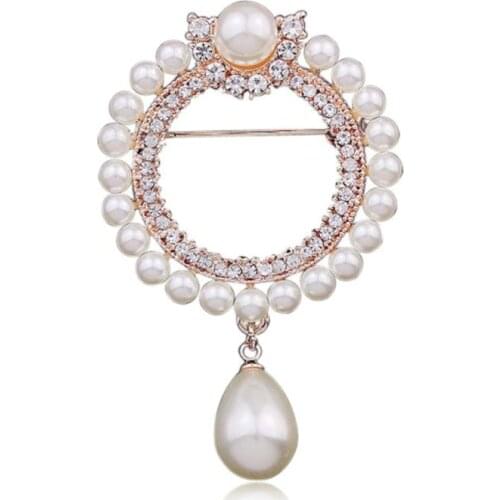 New Rhinestones Crystal Large Brooch Pin Womens Wedding Dress Clothes Brooches Pin Imitation Pearls Jewelry Accessories Gifts