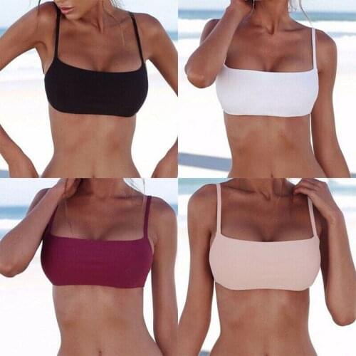 New Style Women Swimming Bra Sexy Solid One Piece Summer Bandage Swim Swimwear Beachwear Triangle Bikini Top Fashion Hot 2019