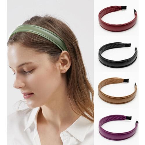 Women Headband PU Leather Retro Elegant Hairbands For Women Hair Band Female Hair Accessories Handmade Head Hoop Accessories