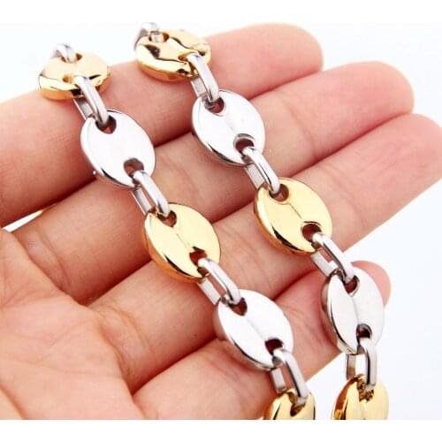 Mnes Womens Necklace Width 7mm Top Polished stainless steel Chain SilverGold Color Necklace Bracelet Fashion Jewelry 7-40