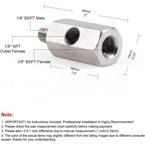 Tee to NPT Turbo Adapter Fitting 1pc Line Supply 1/8inch Accessories BSPT Oil Pressure