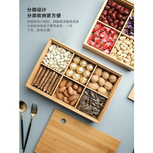 Snack Tray Candy Household Dried Fruit Storage Cassette Cover Melon Seeds Living Room Wooden Plate Stojak Na Owoce
