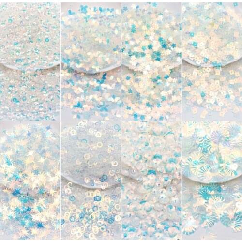Crystal Transparent Blue Loose Sequins Paillettes Nail Art Sequin Sewing Wedding Decoration Craft Diy Garment Accessories 10g