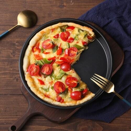 Sale Round Pizza Plate Pizza Pan Deep Dish Tray Carbon Steel Non-stick Mold Baking Tool Baking Mould Pan Pattern 6 7 8 9 10 inch