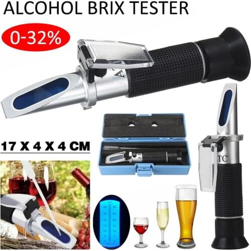 1pc Portable 0~32% Brix Specific Gravity Refractometer Fruit Juice Sugar Tester High Quality Wine Alcohol Measuring Tool