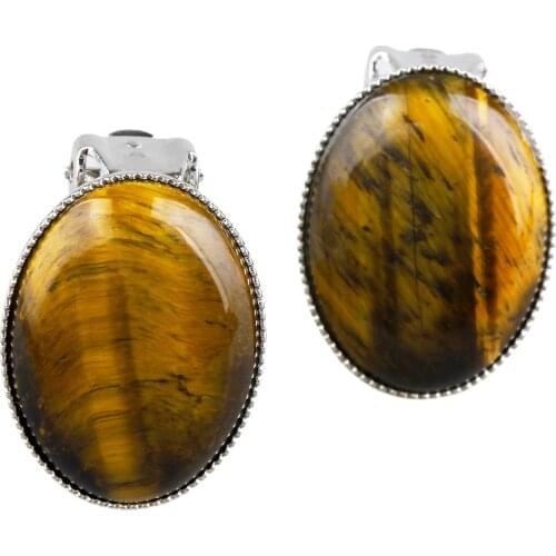 Retro Baroque Moroccan Elegant Round Stone Clip Earrings Korean Temperament Simple Geometric Shiny Ear Clips