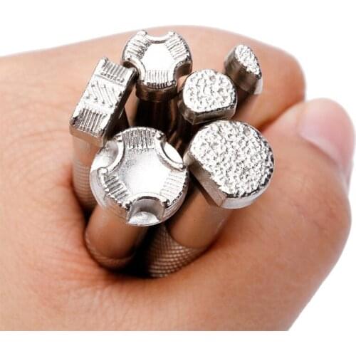 Hand-stitched leather art 6pcs vegetable tanned leather engraving printing tool set leather bag engraving and knocking flowers