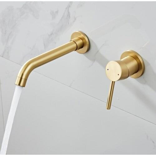 Basin Faucet Brushed Gold/Black/Chrome Bathroom Sink Faucet In-Wall Hot Cold Basin Spout Mixer Tap Combination Blanoir Brass tap