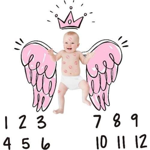 Infant Baby Angel Wing Months Milestone Photo Background Diaper Blankets Backdrop Cloth Calendar Bebe Boy Girl Accessories