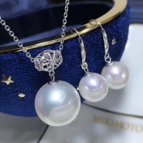 D311 Fine Jewelry 18K Gold 8-12mm Natural Fresh Water White Pearls Females Jewelry Sets for Women FIne Jewelry Sets