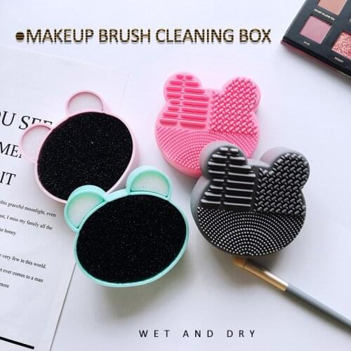 1PCS Silicone Makeup Brush Cleaner Washing Brush Pad Cleaning Mat Cosmetic Brush Cleaner Universal Make up Tool Scrubber Box