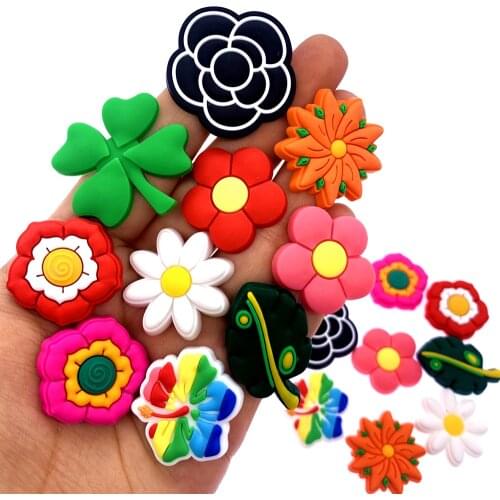10PCS/Set Mix Cartoon Plant Icon PVC Flat Back Flowers Accessories Crafts For DIY Shoes Charms Phone Case Jewelry Making