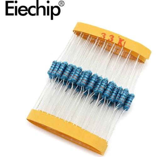 100pcs/lot 0.5W 1 ohm 1% Metal film resistor 1/2W resistance 33K Electronic resistors