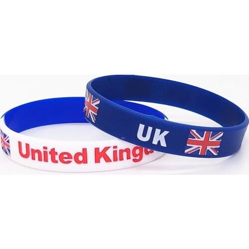 100pcs UK Flag Wristband Sport Game Silicone Bracelet Men Rubber Band Print Wrist Strap Women Outdoor Bangle Accessories Gifts
