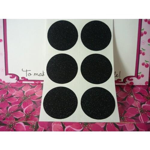 3.8cm Round Glitter Black Sticker