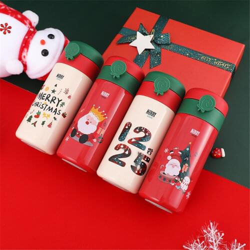 350/450ml Kids Christmas Thermos Bottle Stainless Steel Water Bottle Keep Cold and Hot Vacuum Flask for Coffee Mug Travel Cup