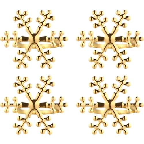 4pcs Christmas Snowflake Shape Napkin Rings Napkin Holders for Home (Golden) Napkin Ring Christmas Birthday Wedding