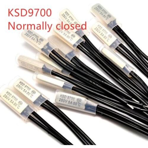 5Pcs Normally closed KSD9700 metal case 40 45 50 55 60 70 80 90 105 degree 5A 250V NC temperature control switch
