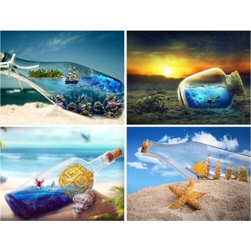DIY 5D Diamond Painting Bottle Cross Stitch Kit Full Square Diamond Embroidery Full Display Diamond Mosaic Landscape Set Gift