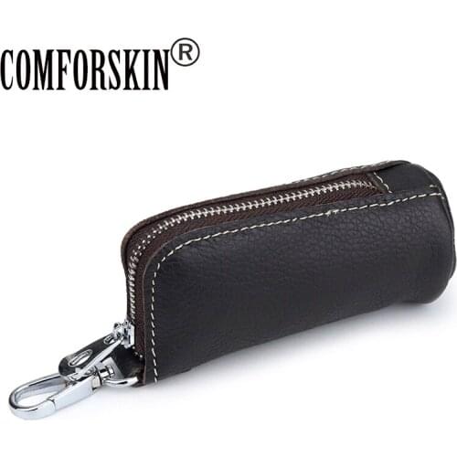 COMFORSKIN Men Genuine Leather Retro Car Key Housekeeper Holders High Quality Women Key Chain New Arrivals Cowhide Key Wallets