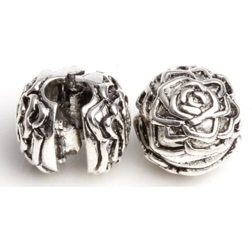 Hot Sale 1pc Silver Color Beads Simple Flower Stopper safety Bead For Original Pandora Charm Bracelets & Bangles Jewelry