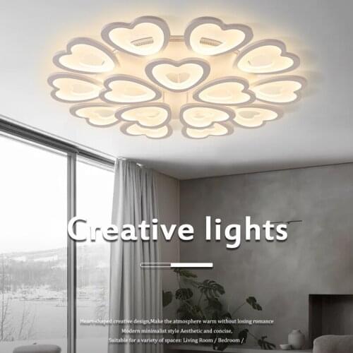 Heart-Shaped Flower Lamp Modern Simplicity Living Room Ceiling Light LED Warm and Romantic Bedroom Study Light