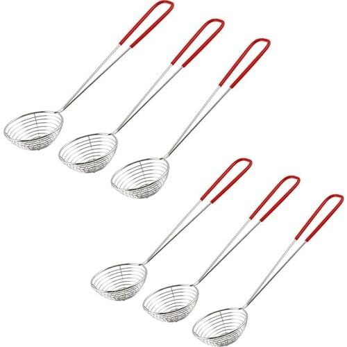 Stainless Steel Milk Tea Colander Kitchen Stainless Steel Colander with Handle Stainless Steel Wire Colander (6 Pcs)