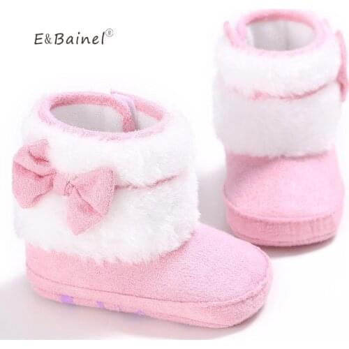 E&Bainel Super Warm Infant Soft Bottom Snow Boots Fur Baby Girls Shoes Baby Prewalker Booties