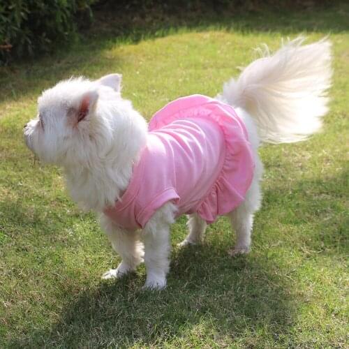 T-shirt Solid Color Dog Skirt Hem Mini Pet Skirt Cat Sweater T-shirt Skirt