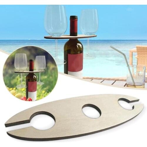 Hot 6Pcs Wooden Wine Glass Bottle Rack Storage Wine Glasses Hook Stand Organizer Tray Outdoor Camping Wine Holder