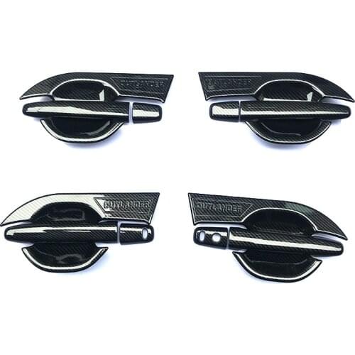 Carbon fiber color Door handle /Door Bowl decorative cover Fit For Mitsubishi Outlander 2016 2017 2018 2019