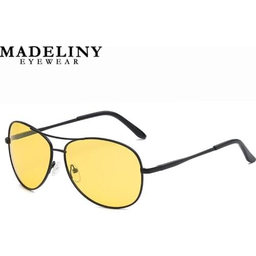 MADELINY Classic Pilot Sunglasses Men Pilot Driving Yellow Polarized Women Sun Glasses Night Vision Glasses for Women MA275