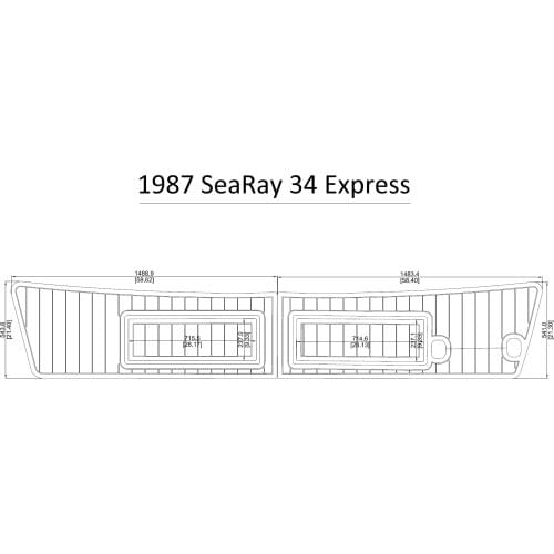 1987 SeaRay 34 Express Swim Step Pad Boat EVA Teak Decking 1/4" 6mm
