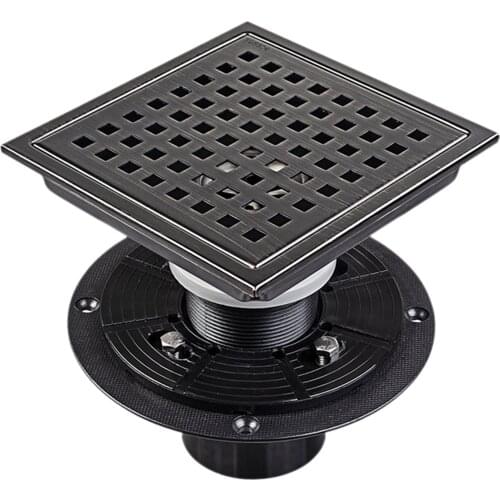 Square Shower Floor Drain Strainers Floor Waste Grates Shower Drain Removable Cover Balcony Hair Catcher Matte Black