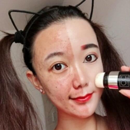 Lazy concealer cc stick moisturizes and brightens skin tone, isolates waterproof and non-blocking powder air cushion CC cream