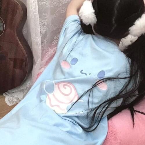 Lolita Cute Cartoon Sweet Girls Japanese Streetwear Harajuku Kawaii Casual Tops Cinnamorolled Vintage Loose Summer Women T-Shirt