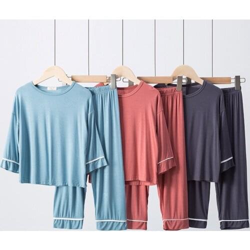 BINIDUCKLING Soft Pajamas Set For Kids Boys Solid Long Sleeve Autumn Spring Sleepwear For Boys 2020 New Children Pyjamas Set