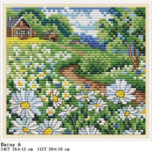 Daisy Counted Cross Stitch DIY Flower Pattern Chinese Embroidery Kits 14CT 11CT Needlework Sewing Set Home Decoration Painting