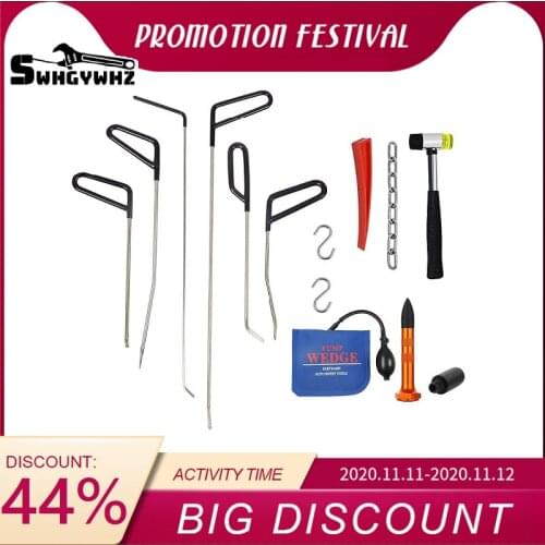 Paintless Dent Removal Tools Kits Fish Tail Style Rods with Air Wedge for Door Dings Hail Repair and Dent Removal Repair