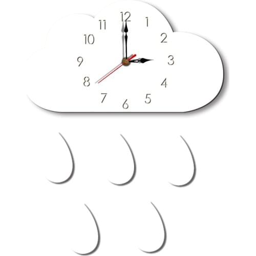 1pcs 28*16CM Nordic Wooden Cloud Raindrop Shaped Wall Clock Kids Room Decor Baby Gender Neutral Wall Clock Nursery Baby Gift