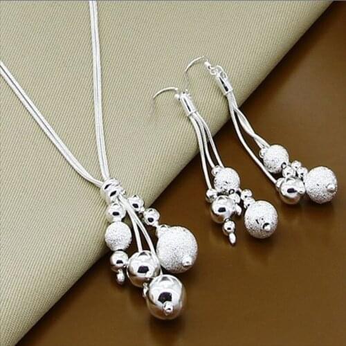 New 925 Sterling Silver Necklace Exquisite Jewelry Charm Necklace Earrings Jewelry Set Christmas Gift Earrings Woman