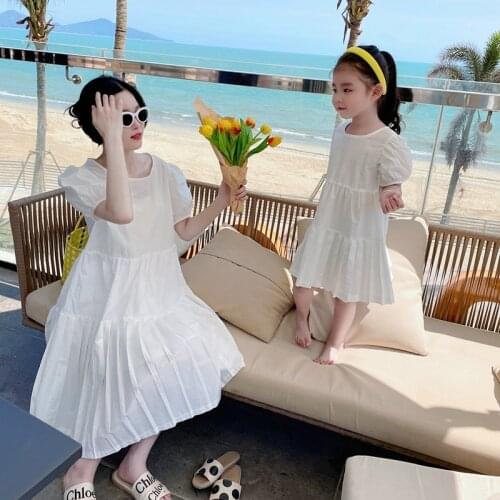 Family Matching Outfits Mommy and Me Clothes Short Sleeve Beach Dress Mom and Daughter Matching Clothes Matching Family Outfits
